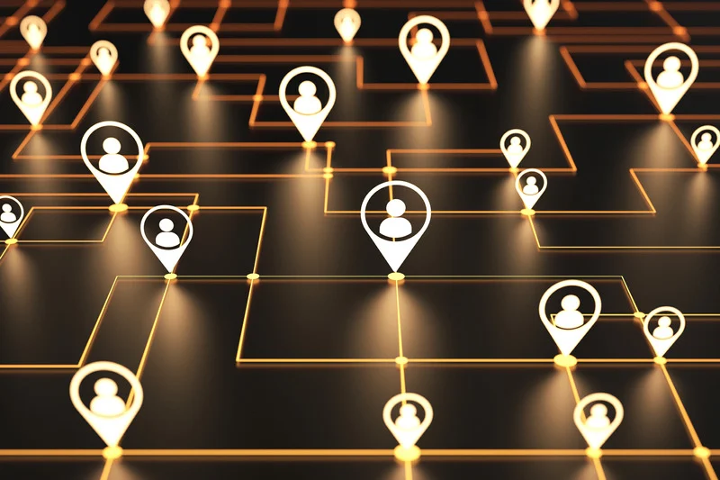 Illustrated diagram of connections between people